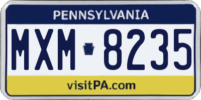 PA license plate MXM8235