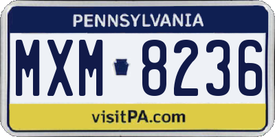 PA license plate MXM8236