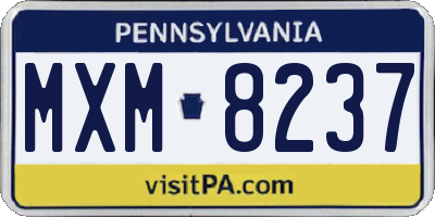 PA license plate MXM8237