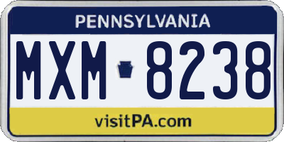 PA license plate MXM8238