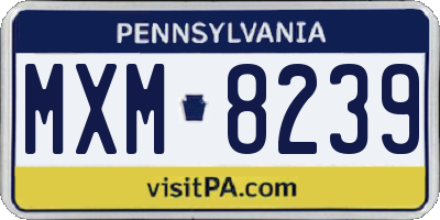 PA license plate MXM8239
