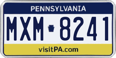 PA license plate MXM8241