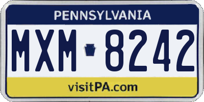 PA license plate MXM8242