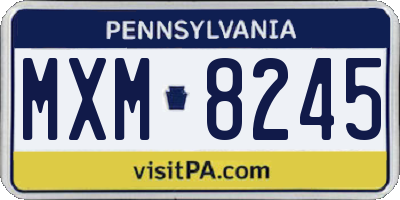 PA license plate MXM8245