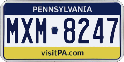 PA license plate MXM8247