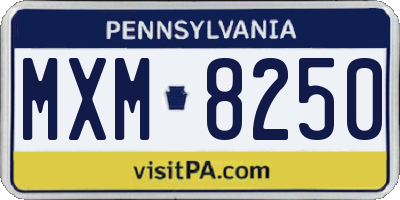 PA license plate MXM8250