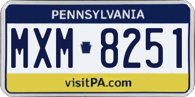 PA license plate MXM8251