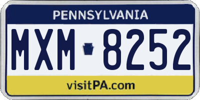 PA license plate MXM8252