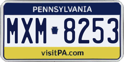 PA license plate MXM8253