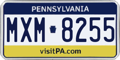PA license plate MXM8255