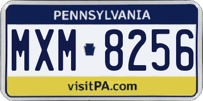 PA license plate MXM8256