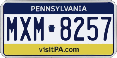 PA license plate MXM8257