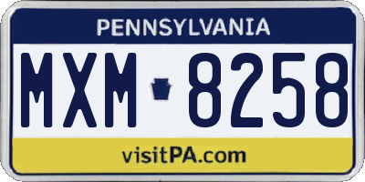 PA license plate MXM8258
