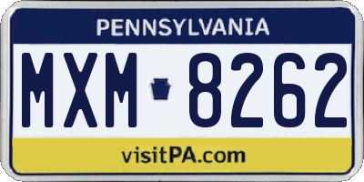 PA license plate MXM8262