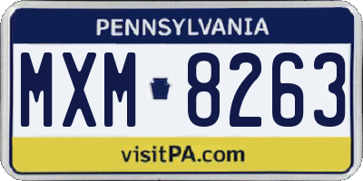 PA license plate MXM8263