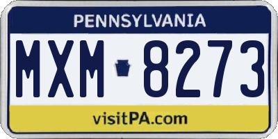 PA license plate MXM8273