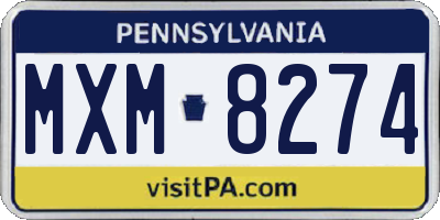 PA license plate MXM8274