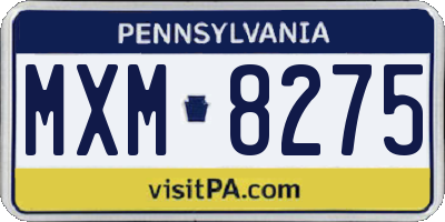 PA license plate MXM8275