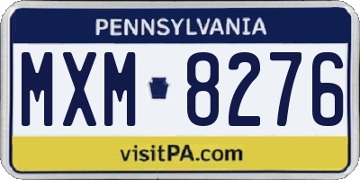PA license plate MXM8276