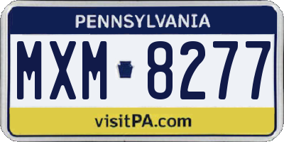 PA license plate MXM8277
