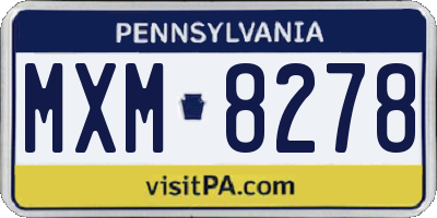 PA license plate MXM8278