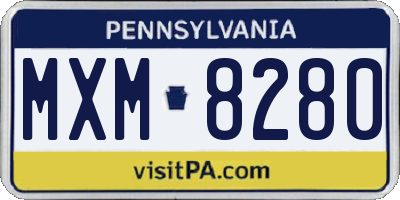 PA license plate MXM8280