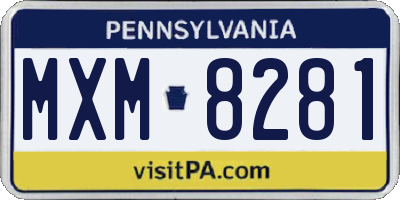 PA license plate MXM8281