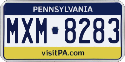 PA license plate MXM8283