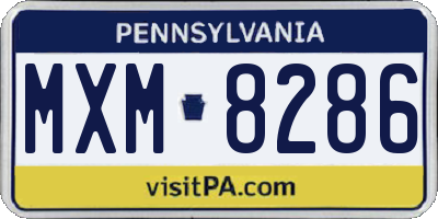 PA license plate MXM8286