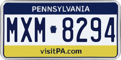 PA license plate MXM8294