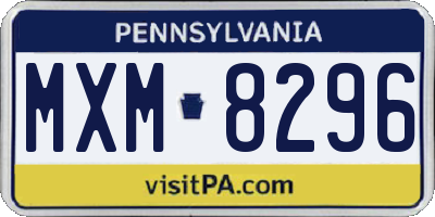 PA license plate MXM8296
