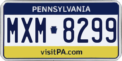 PA license plate MXM8299