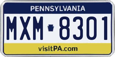 PA license plate MXM8301