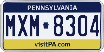 PA license plate MXM8304