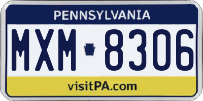 PA license plate MXM8306