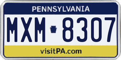 PA license plate MXM8307