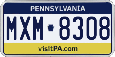 PA license plate MXM8308