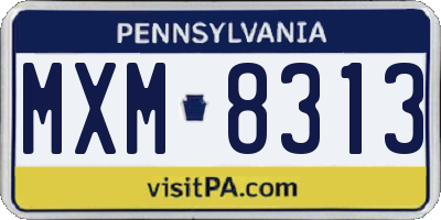 PA license plate MXM8313