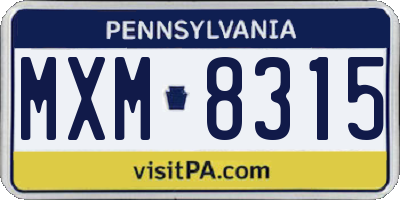 PA license plate MXM8315
