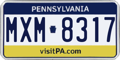 PA license plate MXM8317