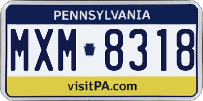 PA license plate MXM8318
