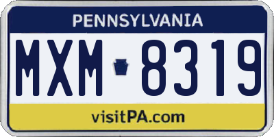 PA license plate MXM8319