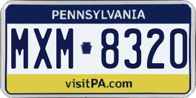 PA license plate MXM8320