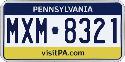 PA license plate MXM8321