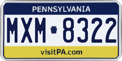 PA license plate MXM8322