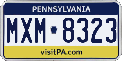 PA license plate MXM8323