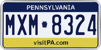 PA license plate MXM8324