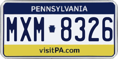 PA license plate MXM8326