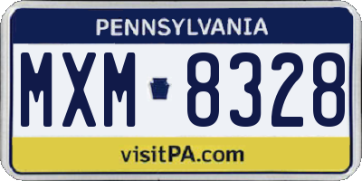 PA license plate MXM8328