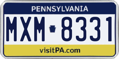 PA license plate MXM8331